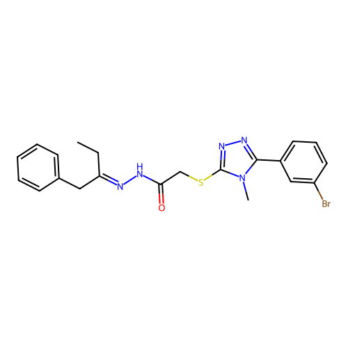 (E)-2-((5-(3-bromophenyl)-4-methyl-4H-1,2,4-triazol-3-yl)thio)-N'-(1-phenylbutan-2-ylidene)acetohydrazide structure