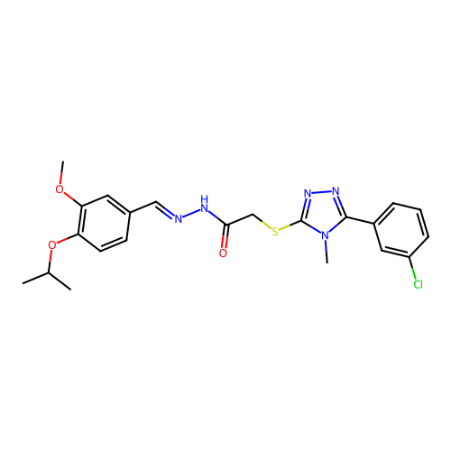 (E)-2-((5-(3-chlorophenyl)-4-methyl-4H-1,2,4-triazol-3-yl)thio)-N'-(4-isopropoxy-3-methoxybenzylidene)acetohydrazide structure