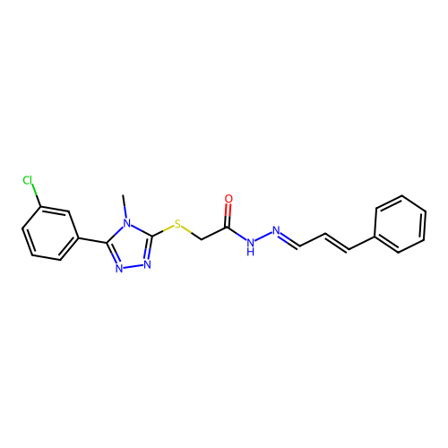 (E)-2-((5-(3-chlorophenyl)-4-methyl-4H-1,2,4-triazol-3-yl)thio)-N'-((E)-3-phenylallylidene)acetohydrazide structure