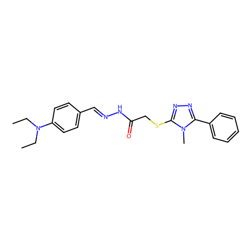 (E)-N'-(4-(diethylamino)benzylidene)-2-((4-methyl-5-phenyl-4H-1,2,4-triazol-3-yl)thio)acetohydrazide structure