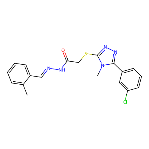 (E)-2-((5-(3-chlorophenyl)-4-methyl-4H-1,2,4-triazol-3-yl)thio)-N'-(2-methylbenzylidene)acetohydrazide structure