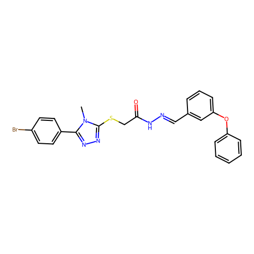 (E)-2-((5-(4-bromophenyl)-4-methyl-4H-1,2,4-triazol-3-yl)thio)-N'-(3-phenoxybenzylidene)acetohydrazide structure