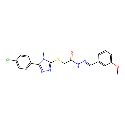 (E)-2-((5-(4-chlorophenyl)-4-methyl-4H-1,2,4-triazol-3-yl)thio)-N'-(3-methoxybenzylidene)acetohydrazide structure