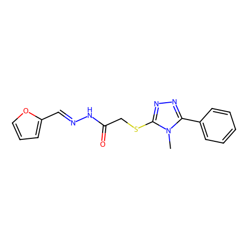 (E)-N'-(furan-2-ylmethylene)-2-((4-methyl-5-phenyl-4H-1,2,4-triazol-3-yl)thio)acetohydrazide structure