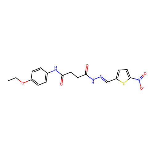 (E)-N-(4-ethoxyphenyl)-4-(2-((5-nitrothiophen-2-yl)methylene)hydrazinyl)-4-oxobutanamide structure