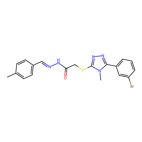 (E)-2-((5-(3-bromophenyl)-4-methyl-4H-1,2,4-triazol-3-yl)thio)-N'-(4-methylbenzylidene)acetohydrazide structure