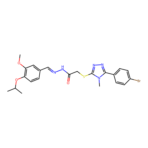 (E)-2-((5-(4-bromophenyl)-4-methyl-4H-1,2,4-triazol-3-yl)thio)-N'-(4-isopropoxy-3-methoxybenzylidene)acetohydrazide structure