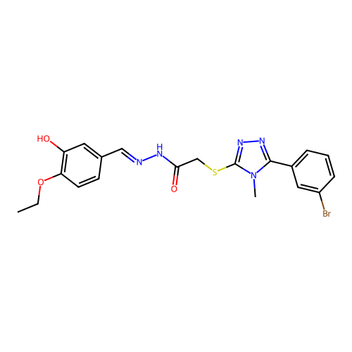 (E)-2-((5-(3-bromophenyl)-4-methyl-4H-1,2,4-triazol-3-yl)thio)-N'-(4-ethoxy-3-hydroxybenzylidene)acetohydrazide structure