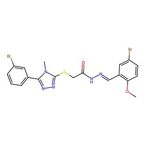 (E)-N'-(5-bromo-2-methoxybenzylidene)-2-((5-(3-bromophenyl)-4-methyl-4H-1,2,4-triazol-3-yl)thio)acetohydrazide structure