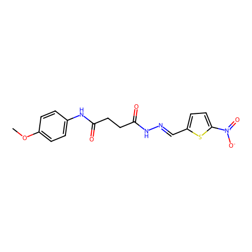 (E)-N-(4-methoxyphenyl)-4-(2-((5-nitrothiophen-2-yl)methylene)hydrazinyl)-4-oxobutanamide structure