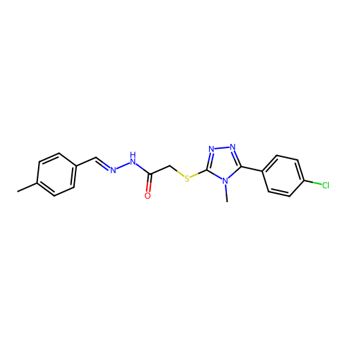 (E)-2-((5-(4-chlorophenyl)-4-methyl-4H-1,2,4-triazol-3-yl)thio)-N'-(4-methylbenzylidene)acetohydrazide structure