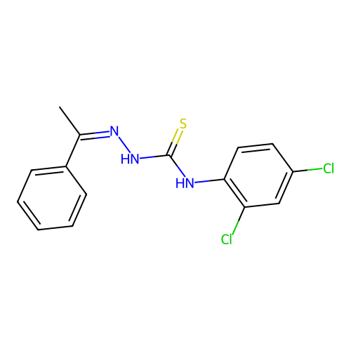 N-(2,4-dichlorophenyl)-2-(1-phenylethylidene)hydrazinecarbothioamide structure