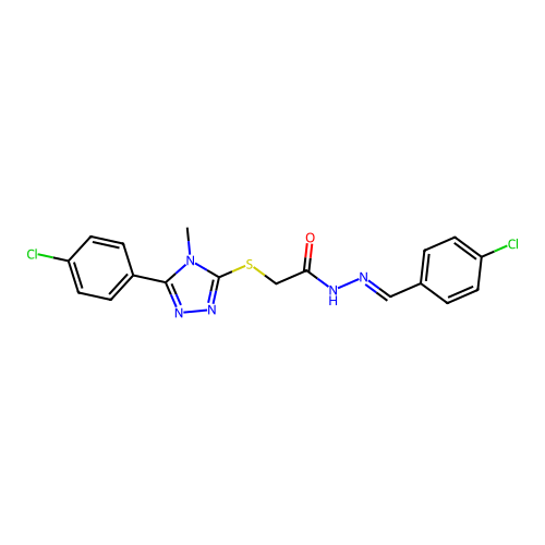 (E)-N'-(4-chlorobenzylidene)-2-((5-(4-chlorophenyl)-4-methyl-4H-1,2,4-triazol-3-yl)thio)acetohydrazide structure