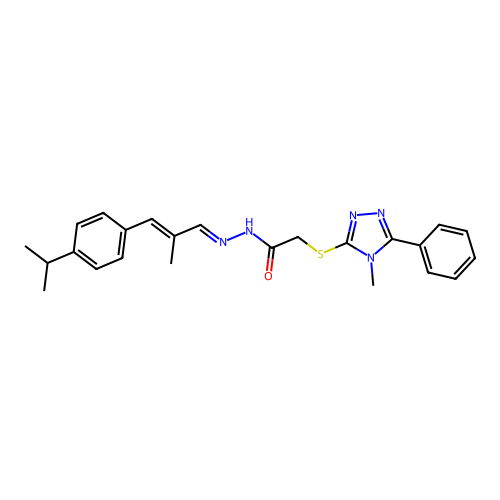 (E)-N'-((E)-3-(4-isopropylphenyl)-2-methylallylidene)-2-((4-methyl-5-phenyl-4H-1,2,4-triazol-3-yl)thio)acetohydrazide structure