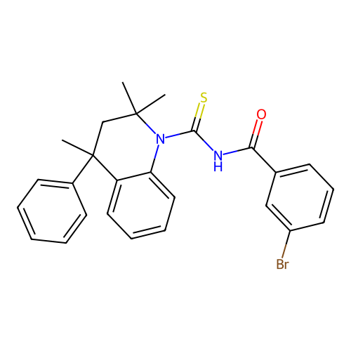 3-bromo-N-(2,2,4-trimethyl-4-phenyl-3H-quinoline-1-carbothioyl)benzamide structure