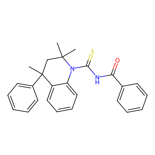 N-(2,2,4-trimethyl-4-phenyl-3H-quinoline-1-carbothioyl)benzamide structure