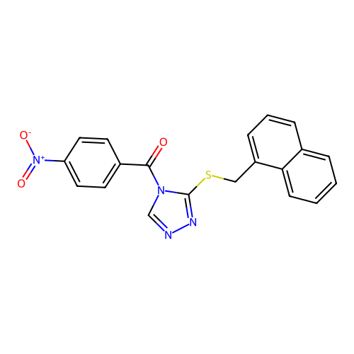 (3-((naphthalen-1-ylmethyl)thio)-4H-1,2,4-triazol-4-yl)(4-nitrophenyl)methanone structure