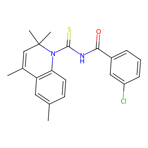 3-chloro-N-[(2,2,4,6-tetramethylquinolin-1(2H)-yl)carbonothioyl]benzamide structure