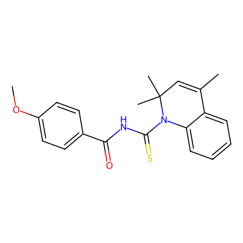 4-methoxy-N-[(2,2,4-trimethylquinolin-1(2H)-yl)carbonothioyl]benzamide structure