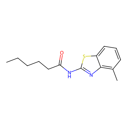 N-(4-methyl-1,3-benzothiazol-2-yl)hexanamide structure