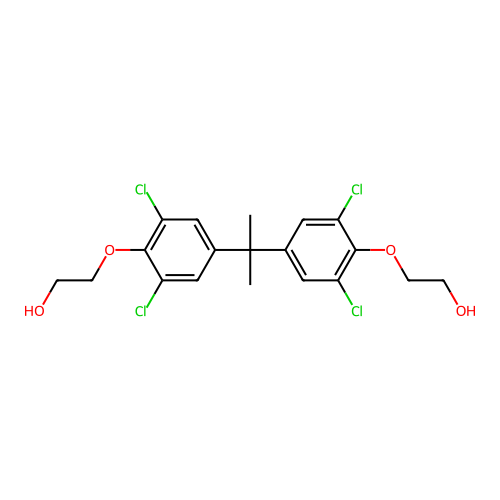 2,2'-{Propane-2,2-diylbis[(2,6-dichloro-4,1-phenylene)oxy]}di(ethan-1-ol) structure