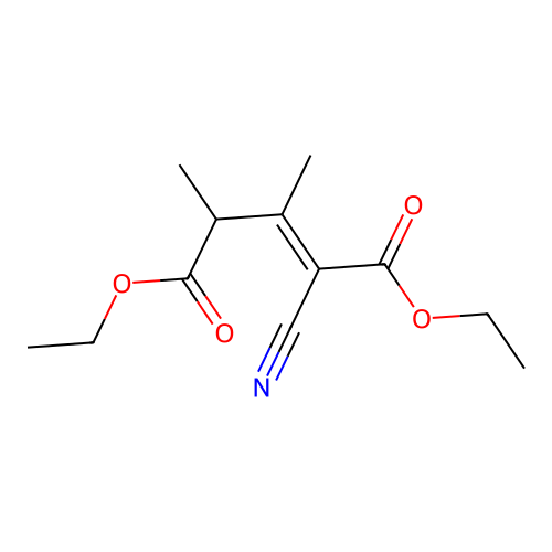 diethyl (E)-2-cyano-3,4-dimethylpent-2-enedioate structure
