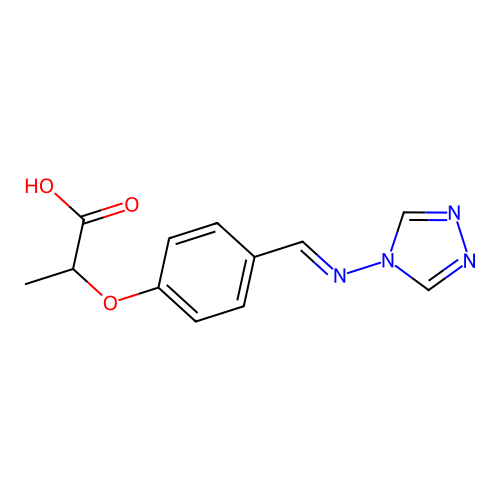 2-{4-[(E)-(4H-1,2,4-triazol-4-ylimino)methyl]phenoxy}propanoic acid structure
