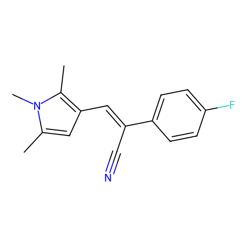 (Z)-2-(4-fluorophenyl)-3-(1,2,5-trimethyl-1H-pyrrol-3-yl)acrylonitrile structure