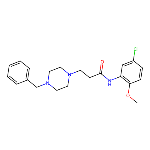 3-(4-benzylpiperazin-1-yl)-N-(5-chloro-2-methoxyphenyl)propanamide structure