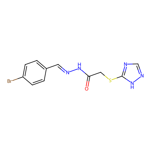 (E)-2-((1H-1,2,4-triazol-5-yl)thio)-N'-(4-bromobenzylidene)acetohydrazide structure