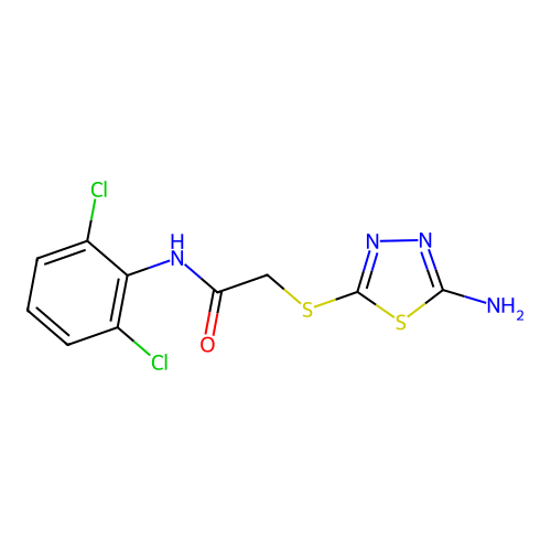 2-[(5-amino-1,3,4-thiadiazol-2-yl)sulfanyl]-N-(2,6-dichlorophenyl)acetamide structure