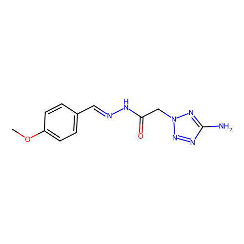 2-(5-amino-2H-tetrazol-2-yl)-N'-[(E)-(4-methoxyphenyl)methylidene]acetohydrazide structure