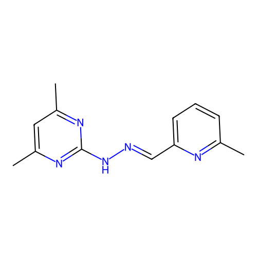 4,6-dimethyl-2-{(2E)-2-[(6-methylpyridin-2-yl)methylidene]hydrazinyl}pyrimidine structure