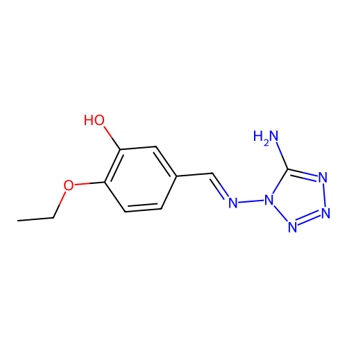 5-[(E)-(5-aminotetrazol-1-yl)iminomethyl]-2-ethoxyphenol structure