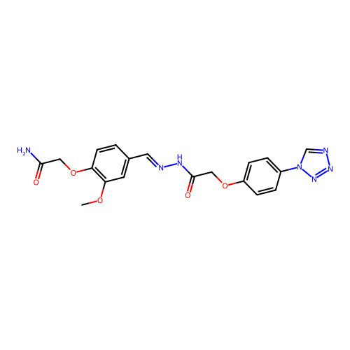 2-(2-Methoxy-4-{[2-(4-tetrazol-1-yl-phenoxy)-acetyl]-hydrazonomethyl}-phenoxy)-acetamide structure