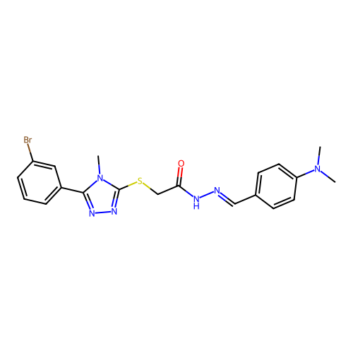 (E)-2-((5-(3-bromophenyl)-4-methyl-4H-1,2,4-triazol-3-yl)thio)-N'-(4-(dimethylamino)benzylidene)acetohydrazide structure