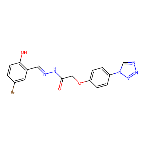 2-(4-(1H-tetrazol-1-yl)phenoxy)-N'-(5-bromo-2-hydroxybenzylidene)acetohydrazide structure