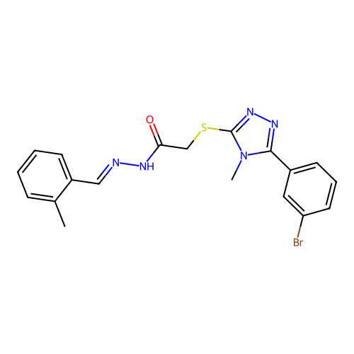 (E)-2-((5-(3-bromophenyl)-4-methyl-4H-1,2,4-triazol-3-yl)thio)-N'-(2-methylbenzylidene)acetohydrazide structure