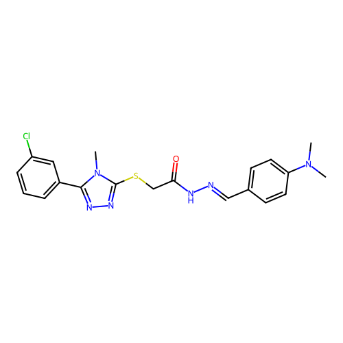 (E)-2-((5-(3-chlorophenyl)-4-methyl-4H-1,2,4-triazol-3-yl)thio)-N'-(4-(dimethylamino)benzylidene)acetohydrazide structure