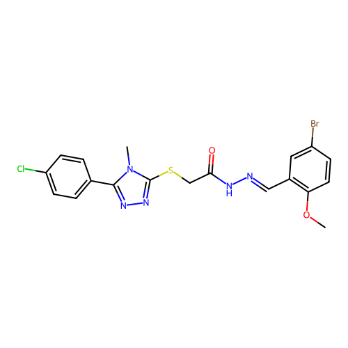 N'-(5-bromo-2-methoxybenzylidene)-2-((5-(4-chlorophenyl)-4-methyl-4H-1,2,4-triazol-3-yl)thio)acetohydrazide structure