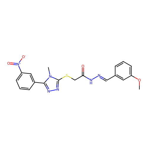 (E)-N'-(3-methoxybenzylidene)-2-((4-methyl-5-(3-nitrophenyl)-4H-1,2,4-triazol-3-yl)thio)acetohydrazide structure