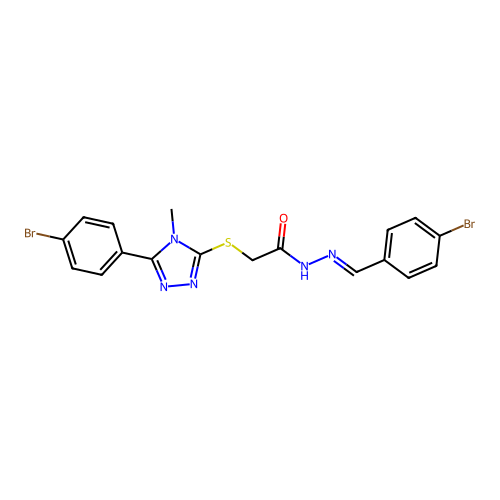 (E)-N'-(4-bromobenzylidene)-2-((5-(4-bromophenyl)-4-methyl-4H-1,2,4-triazol-3-yl)thio)acetohydrazide structure