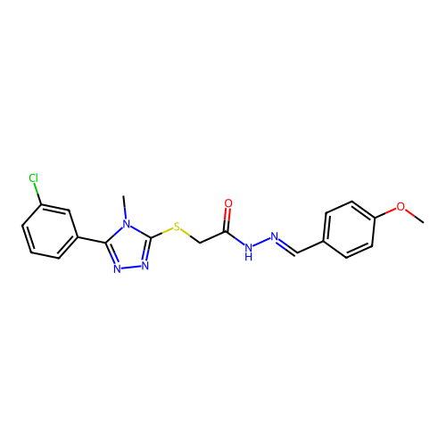 (E)-2-((5-(3-chlorophenyl)-4-methyl-4H-1,2,4-triazol-3-yl)thio)-N'-(4-methoxybenzylidene)acetohydrazide structure
