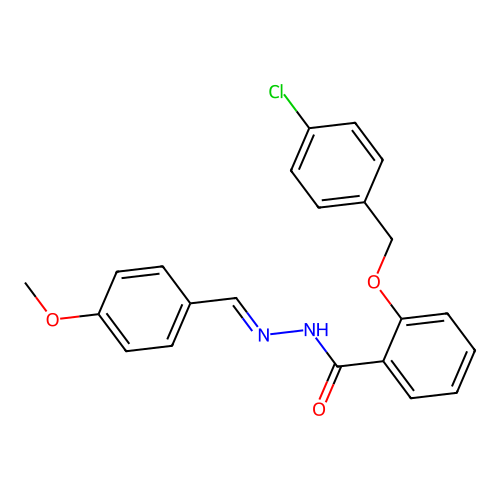 2-[(4-chlorophenyl)methoxy]-N-[(4-methoxyphenyl)methylideneamino]benzamide structure