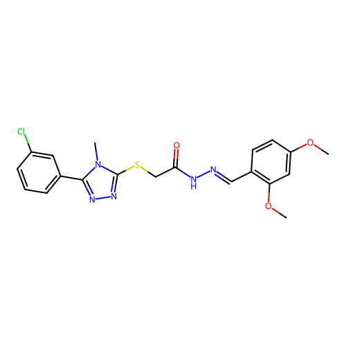 (E)-2-((5-(3-chlorophenyl)-4-methyl-4H-1,2,4-triazol-3-yl)thio)-N'-(2,4-dimethoxybenzylidene)acetohydrazide structure