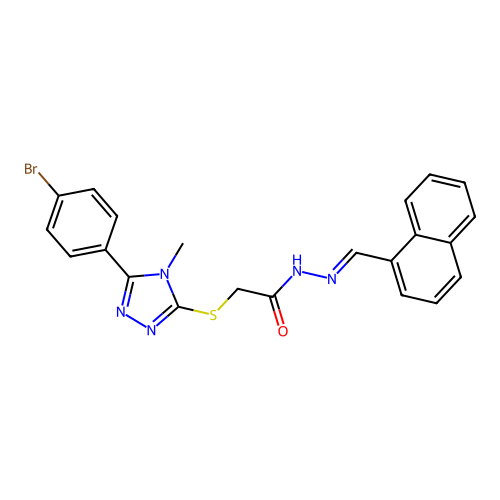 (E)-2-((5-(4-bromophenyl)-4-methyl-4H-1,2,4-triazol-3-yl)thio)-N'-(naphthalen-1-ylmethylene)acetohydrazide structure