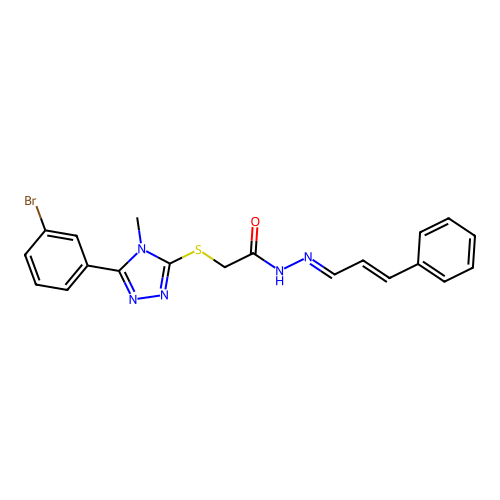 (E)-2-((5-(3-bromophenyl)-4-methyl-4H-1,2,4-triazol-3-yl)thio)-N'-((E)-3-phenylallylidene)acetohydrazide structure
