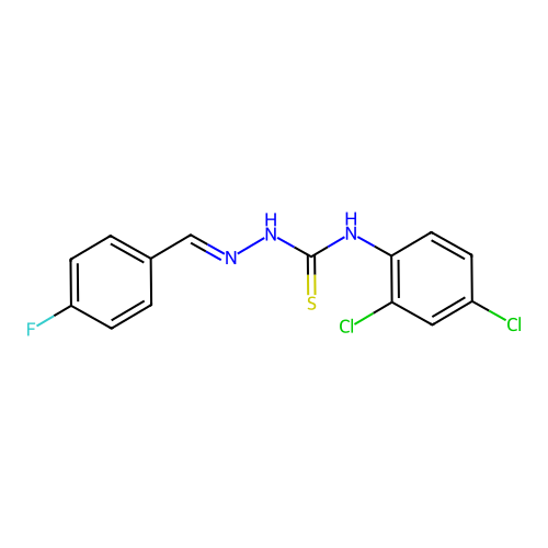 (2E)-N-(2,4-dichlorophenyl)-2-(4-fluorobenzylidene)hydrazinecarbothioamide structure