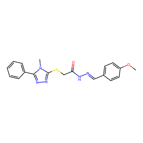 (E)-N'-(4-methoxybenzylidene)-2-((4-methyl-5-phenyl-4H-1,2,4-triazol-3-yl)thio)acetohydrazide structure