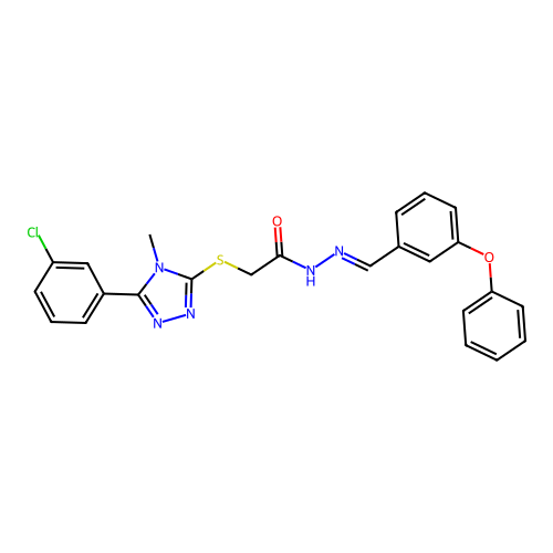 (E)-2-((5-(3-chlorophenyl)-4-methyl-4H-1,2,4-triazol-3-yl)thio)-N'-(3-phenoxybenzylidene)acetohydrazide structure